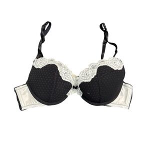 La Perla | Studio Full Cup Bra Underwire Lace Mesh Black White Size 34B